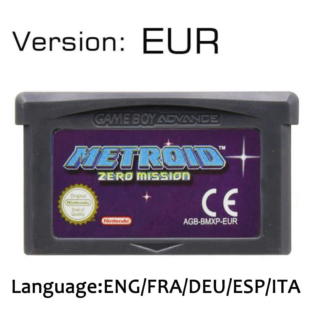 Metroid Series 32-bit GBA Game Cartridge – Fusion & Zero Mission Console Card for GBA & NDS, USA & EUR Version