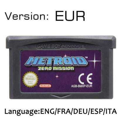Metroid Series 32-bit GBA Game Cartridge – Fusion & Zero Mission Console Card for GBA & NDS, USA & EUR Version