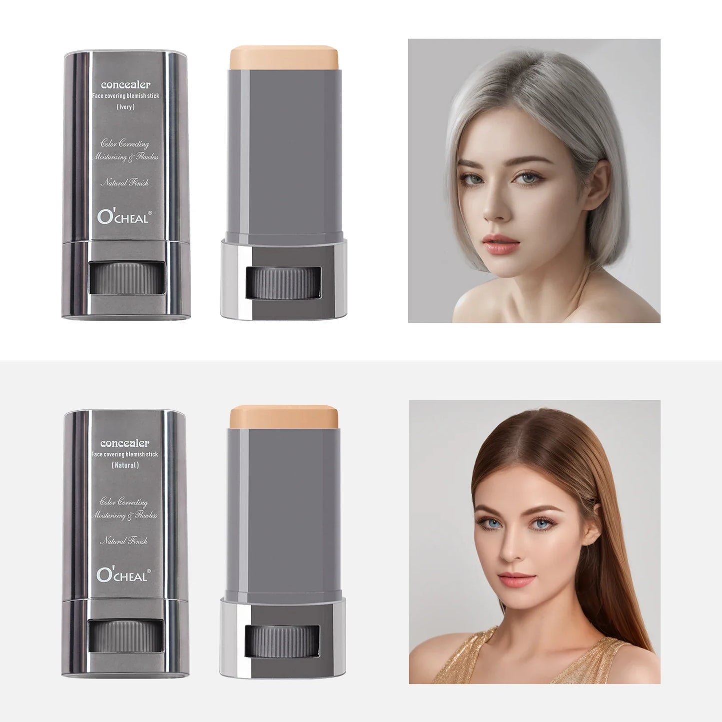 Ocheal Face Foundation Contour Stick – Long-Wear Lightweight Concealer & Blemish Brightening Makeup