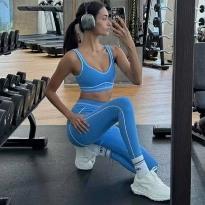 2025 Women’s Summer Two-Piece Set – Letter Print Long Pants & Casual Yoga Sportswear