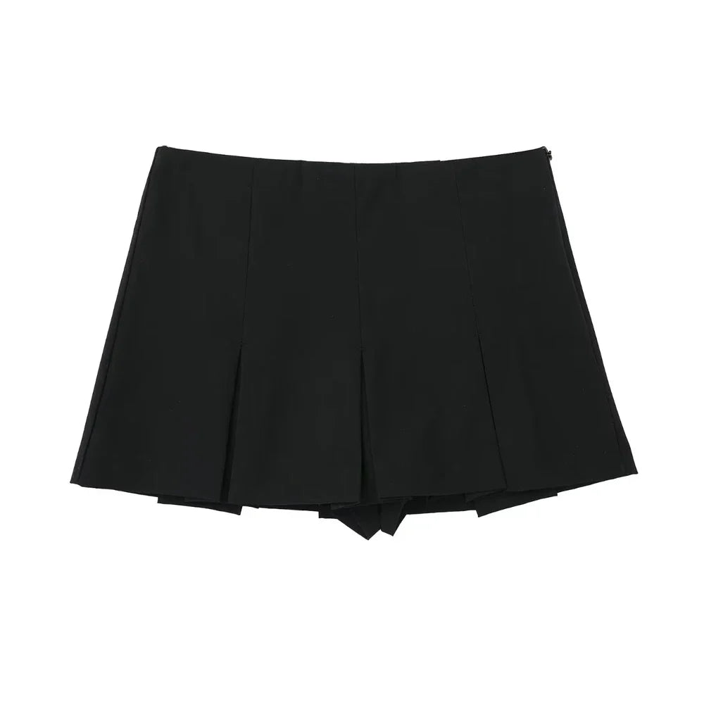 MUJER 2025 Women’s High Waist Pleated Mini Skort Shorts — Summer Basic Casual Holiday Shorts