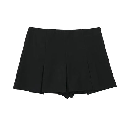 MUJER 2025 Women’s High Waist Pleated Mini Skort Shorts — Summer Basic Casual Holiday Shorts
