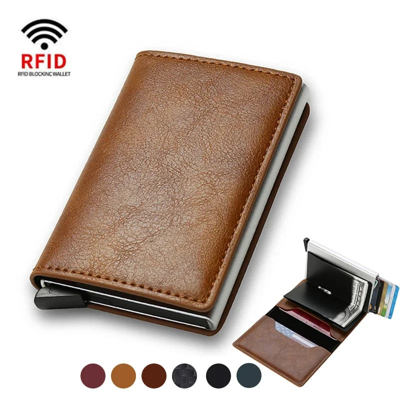 Top Quality Men's Wallet – Vintage Brown Leather Money Bag – RFID Card Holder – Mini Purse, Smart Wallet – Compact and Stylish Pocket Wallet