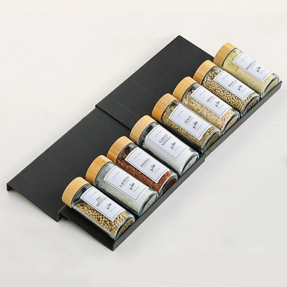 4-Layer Adjustable Kitchen Spice Rack – Drawer Organizer for Jars, Bottles & Pantry Storage
