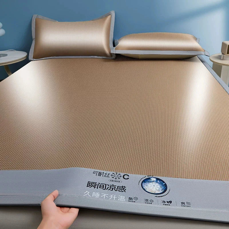 Cooling Bed Mat for Summer - Breathable Non-Slip Foldable Sleeping Pad with Pillowcase for Home