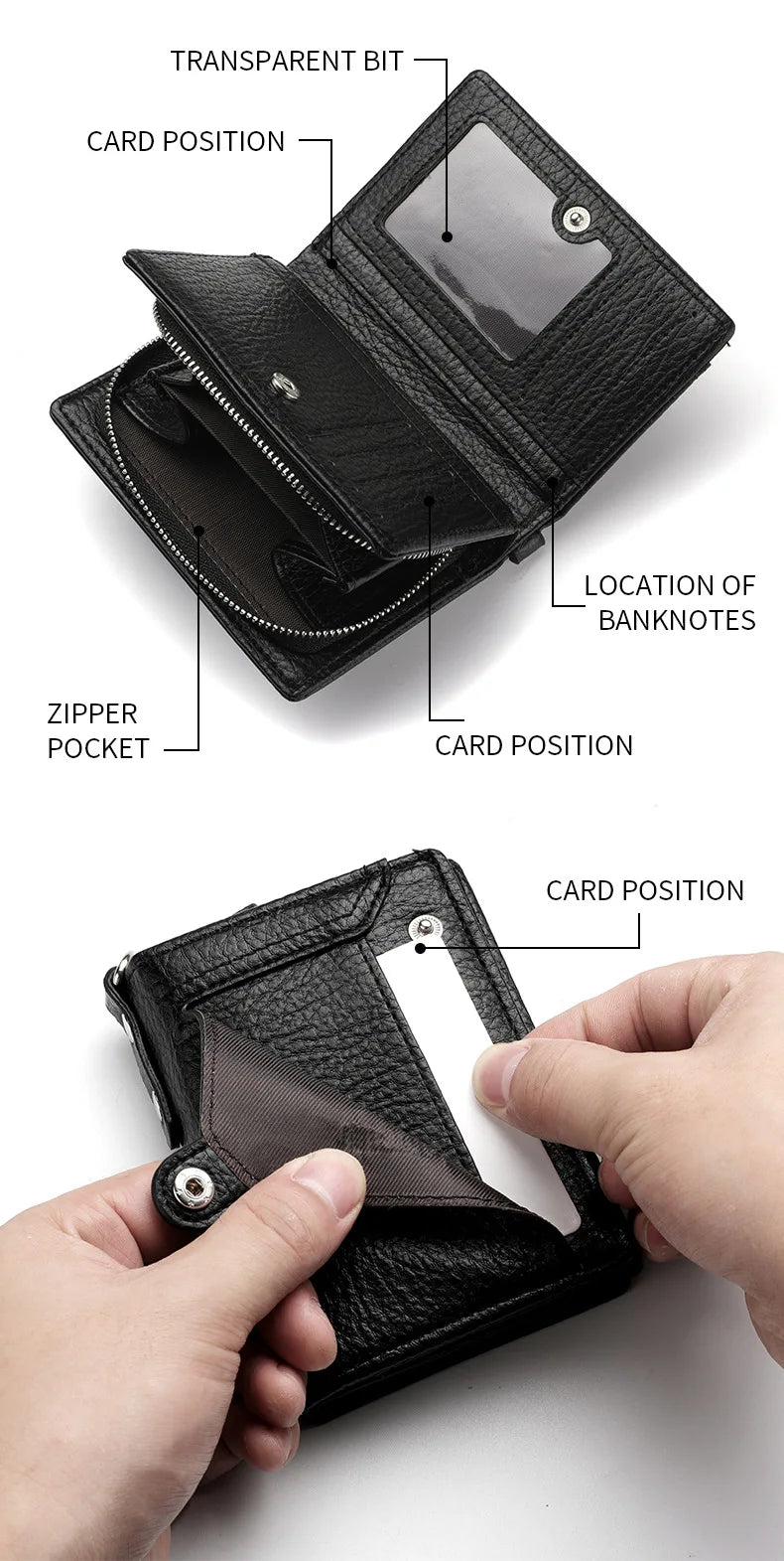 Men’s Multifunctional PU Leather Wallet – Large Capacity Credit Card Holder Purse with Chain Strap