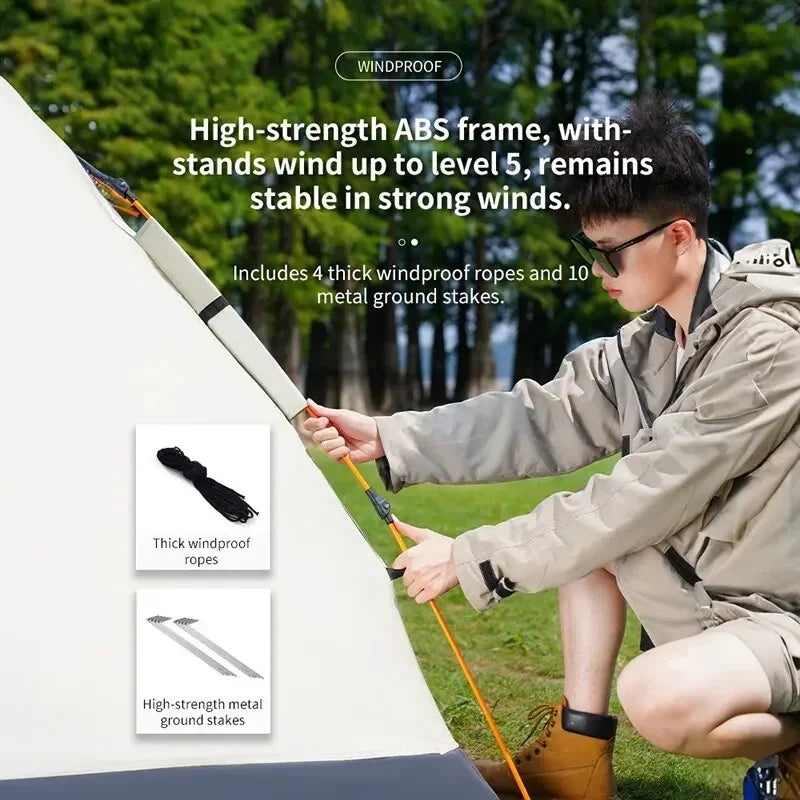 Outdoor Folding Tent – Fully Automatic Quick-Open 3-4 Person Camping Tent, Rain & Sun Proof, Portable for Self-Driving Trips