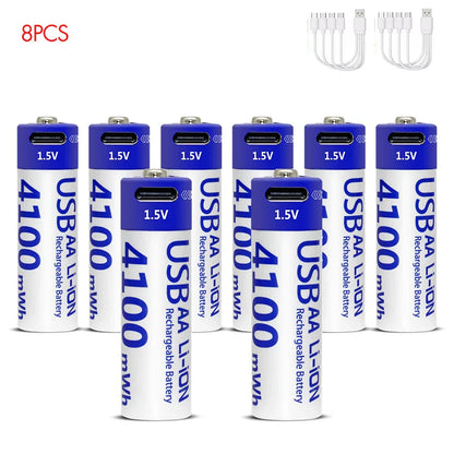 MATOV 1.5V 4100mWh AA Rechargeable Battery – USB Type-C Li-ion Battery for Remote Control, Smart Door Locks & Toys
