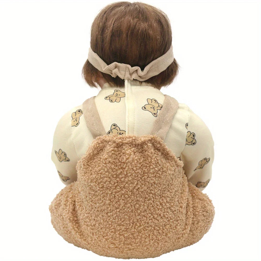 Brown Bear Suspender Pants Suit for 22-inch (55cm) NPK Silicone Dolls – Doll Clothes Outfit
