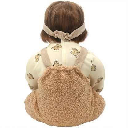 Brown Bear Suspender Pants Suit for 22-inch (55cm) NPK Silicone Dolls – Doll Clothes Outfit