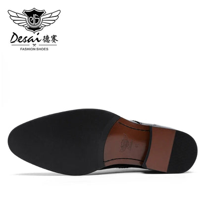 Men’s Genuine Leather British Dress Shoes - Elegant Carved Business & Formal Wedding Shoes for Classic Style