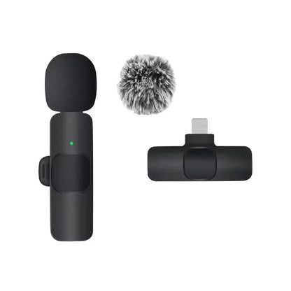 Basix Wireless Lavalier Microphone – Mini Windproof Audio Recorder with Replaceable Wool for iPhone 16, Vlog & YouTube Shooting