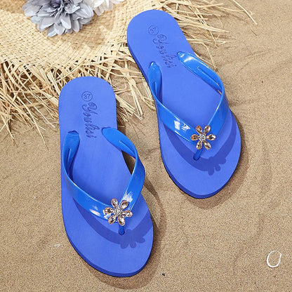 Women's Floral Flat Flip Flops - Lightweight Soft Sole Summer Beach Slides