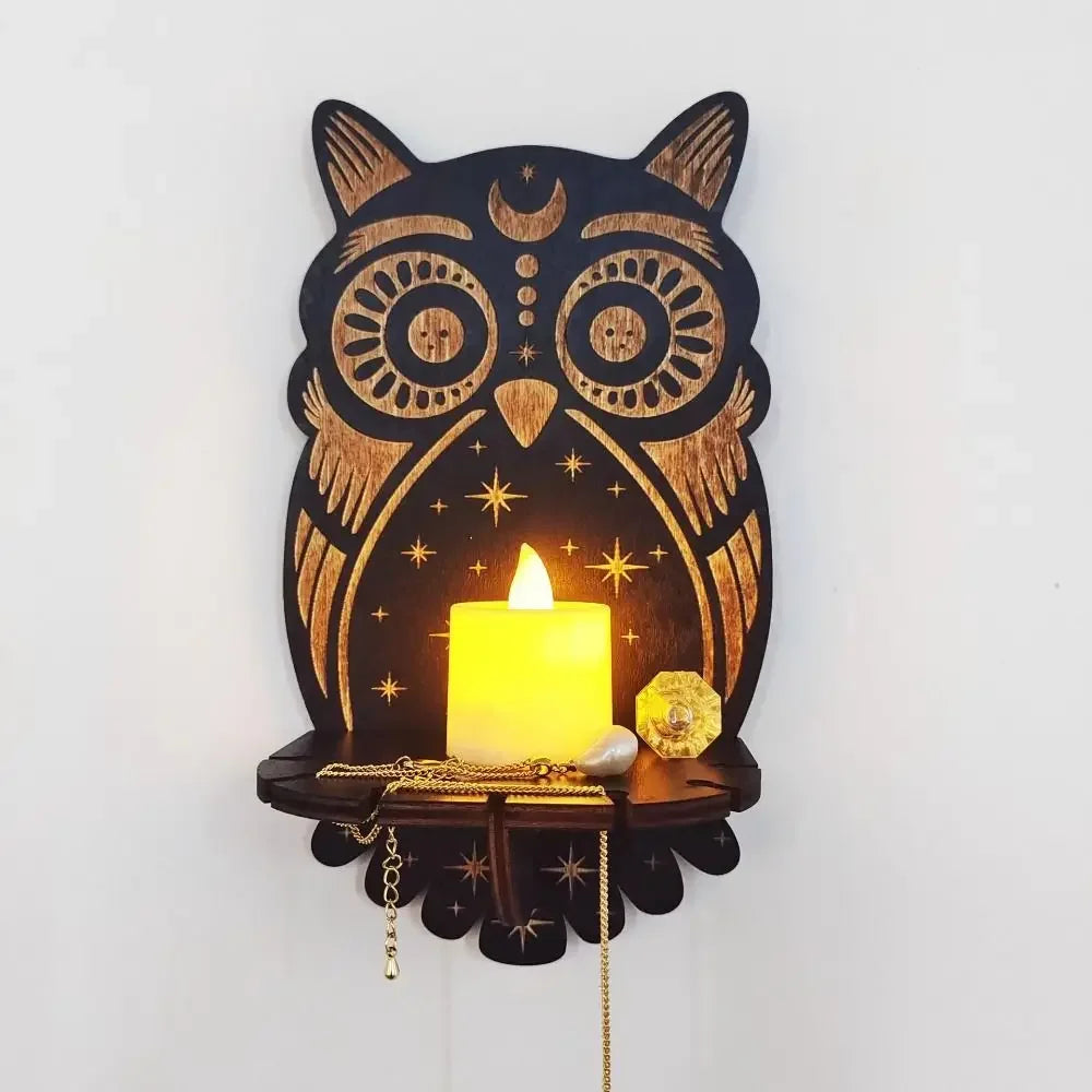 Stone Wall Shelf - Handcrafted Wooden Hanging Display Shelf for Candles, Home Decor and Accessories