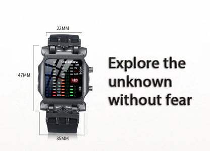 Men’s LED Crab-Style Watch — Creative Luminous Binary Electronic Waterproof Multi-Function Wristwatch