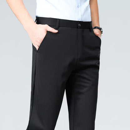 Plus Size Men's Business Suit Pants – Stretch Formal Dress Trousers | Classic Black for Big Men