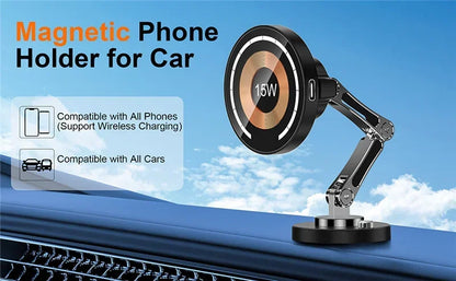 Magnetic Wireless Car Charger Stand – Fast Charging Mount for MagSafe iPhone 15/14/13/12