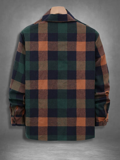 Vintage Plaid Flannel Shirt - Men’s Long Sleeve Casual Loose Top for Spring & Fall Wear