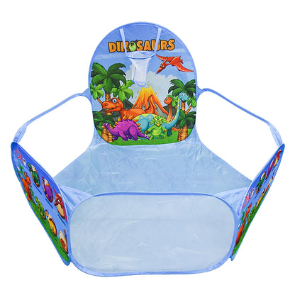 Cartoon Dinosaur Ball Pool Tent – Blue & Orange Foldable Indoor/Outdoor Play Tent for Kids (Balls Not Included)
