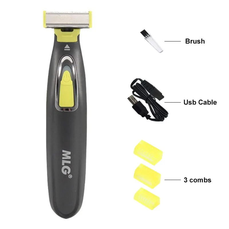 MLG Portable Electric Shaver for Men & Women – Full Body USB Trimmer with T-Shaped Blade, Washable Razor