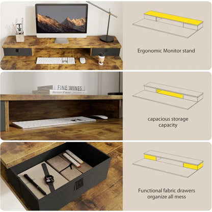 55×24 Inch Height Adjustable Electric Standing Desk – Sit-Stand Desk with 2 Drawers, Ergonomic Adjustable Workstation