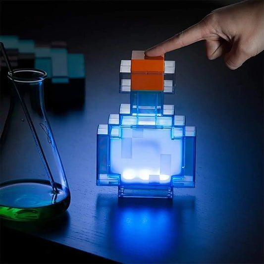 MC Game Night Light – Color-Changing Liquid Medicine Bottle LED Lamp, Type-C Rechargeable ABS Light for Cabinet and Wardrobe