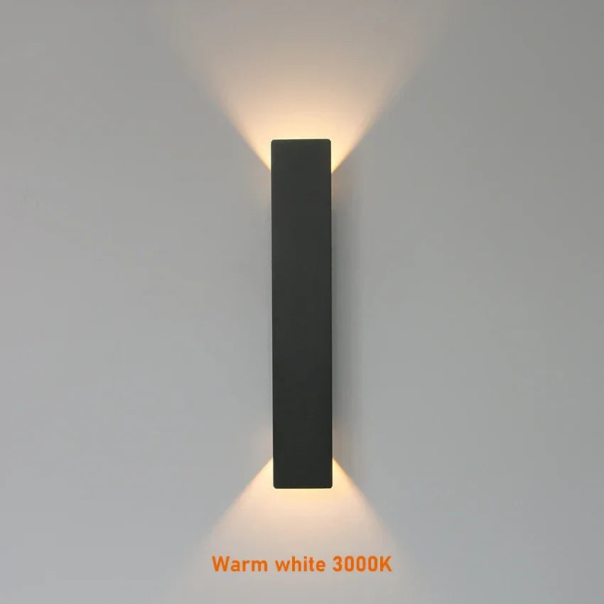 Outdoor Waterproof Wall Lamp – Modern LED Up/Down Light, Black & White Aluminum, IP65, 110V-220V Fixtures