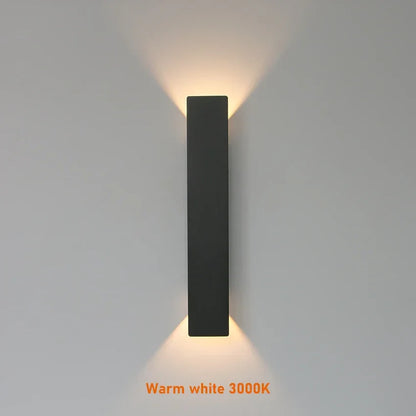 Outdoor Waterproof Wall Lamp – Modern LED Up/Down Light, Black & White Aluminum, IP65, 110V-220V Fixtures