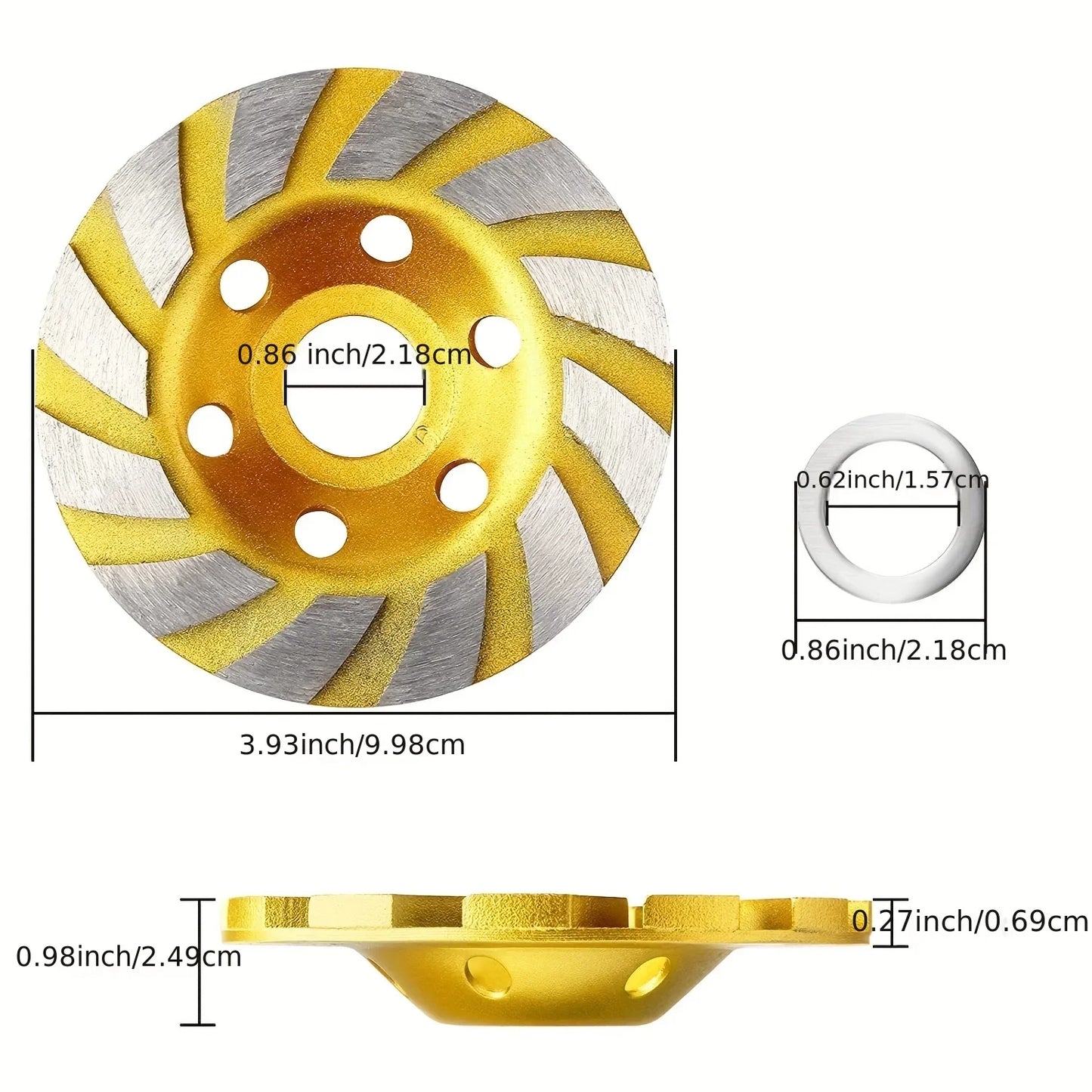 4-Inch Turbo Diamond Grinding Cup Wheel – 12 Segments Heavy Duty Concrete Grinding Disc for Angle Grinder Cutting & Polishing