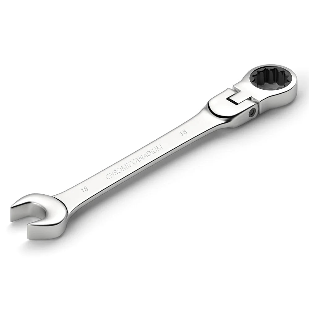 6-22mm Metric Ratcheting Combination Wrench Set – Flex Head Chrome Vanadium Steel Spanners with Carry Bag