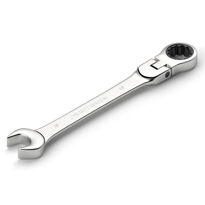 6-22mm Metric Ratcheting Combination Wrench Set – Flex Head Chrome Vanadium Steel Spanners with Carry Bag