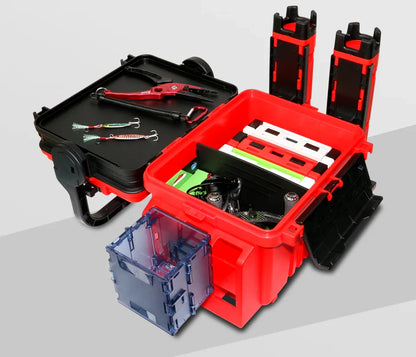 ILURE Multifunction Fishing Tackle Box – Big Storage Tool Box with Rod & Cup Holders for Fishing Accessories