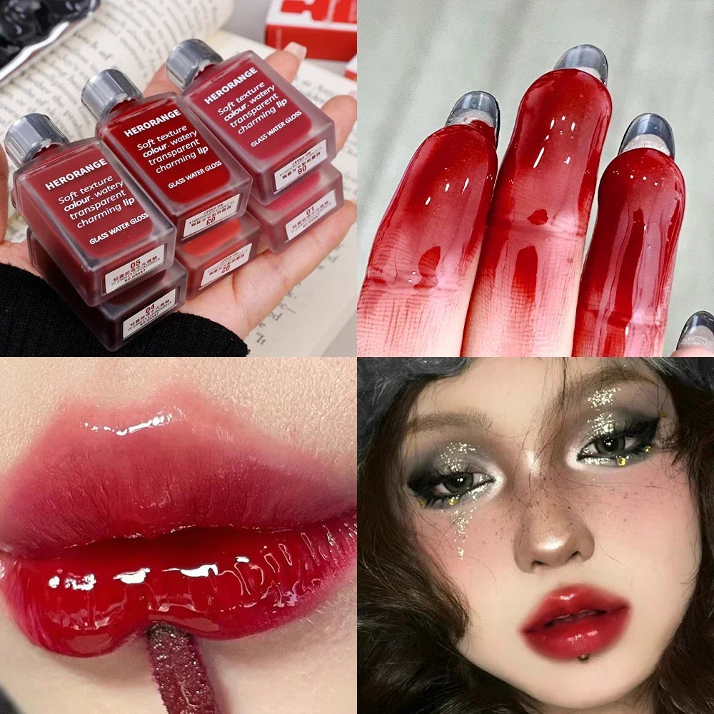 6-Color Water Mirror Gloss Lip Glaze – Long-Lasting, Hydrating, Moisturizing Liquid Lipstick