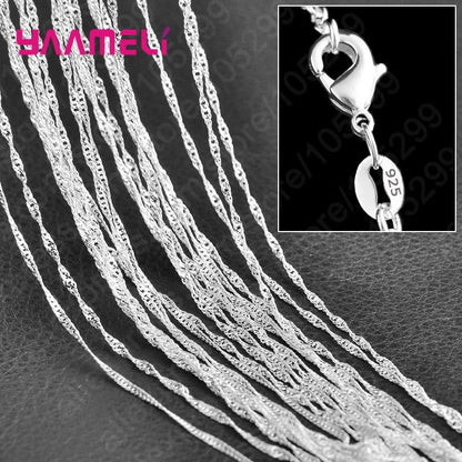 10PCS 925 Sterling Silver Charm Link Chain Necklaces – Smooth Lobster Clasp Jewelry, 16-30 Inch Adjustable