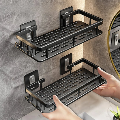 No Drill Wall-Mounted Bathroom Shelf, Shampoo Bottle Shower Corner Rack, Aluminum Toilet & Kitchen Storage Accessory