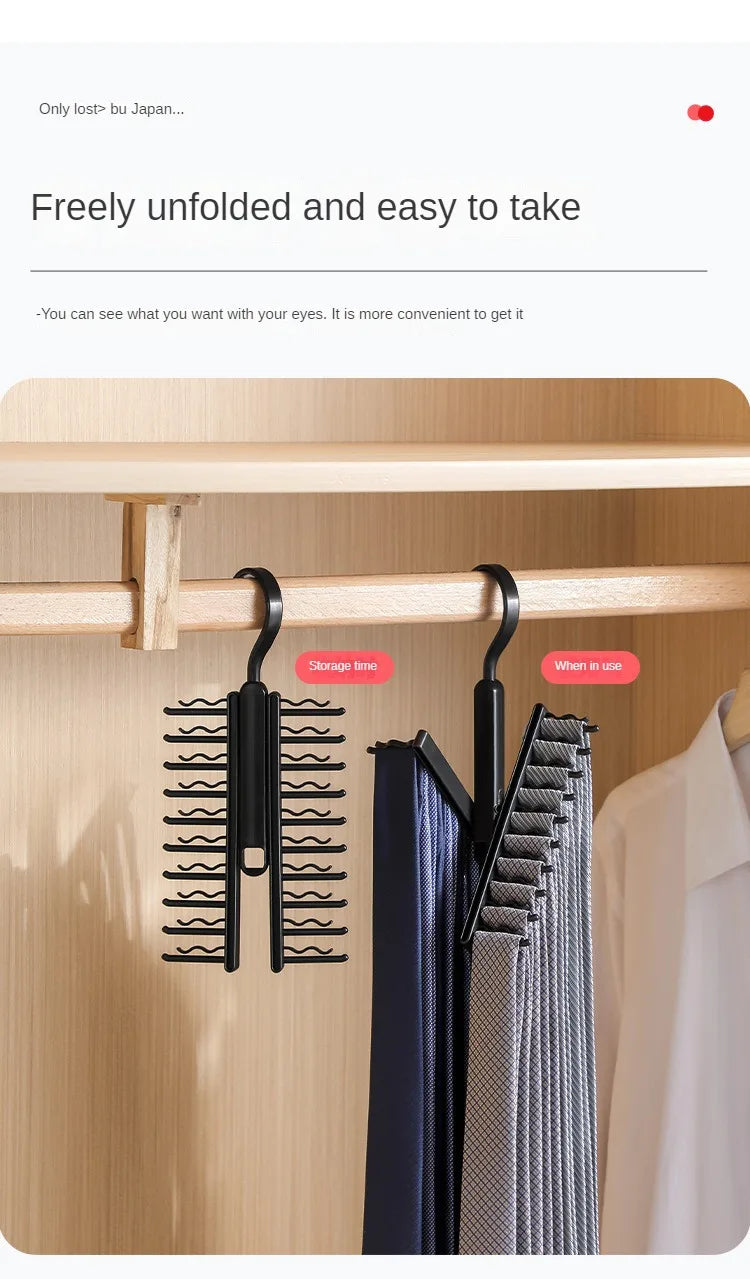Rotatable Tie Hanger – 20-Row Skidproof Necktie & Belt Organizer Rack for Closet Storage