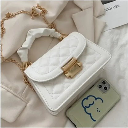 Women’s PU Leather Crossbody Bag - Stylish Rhomboid Chain Shoulder Messenger Mini Handbag