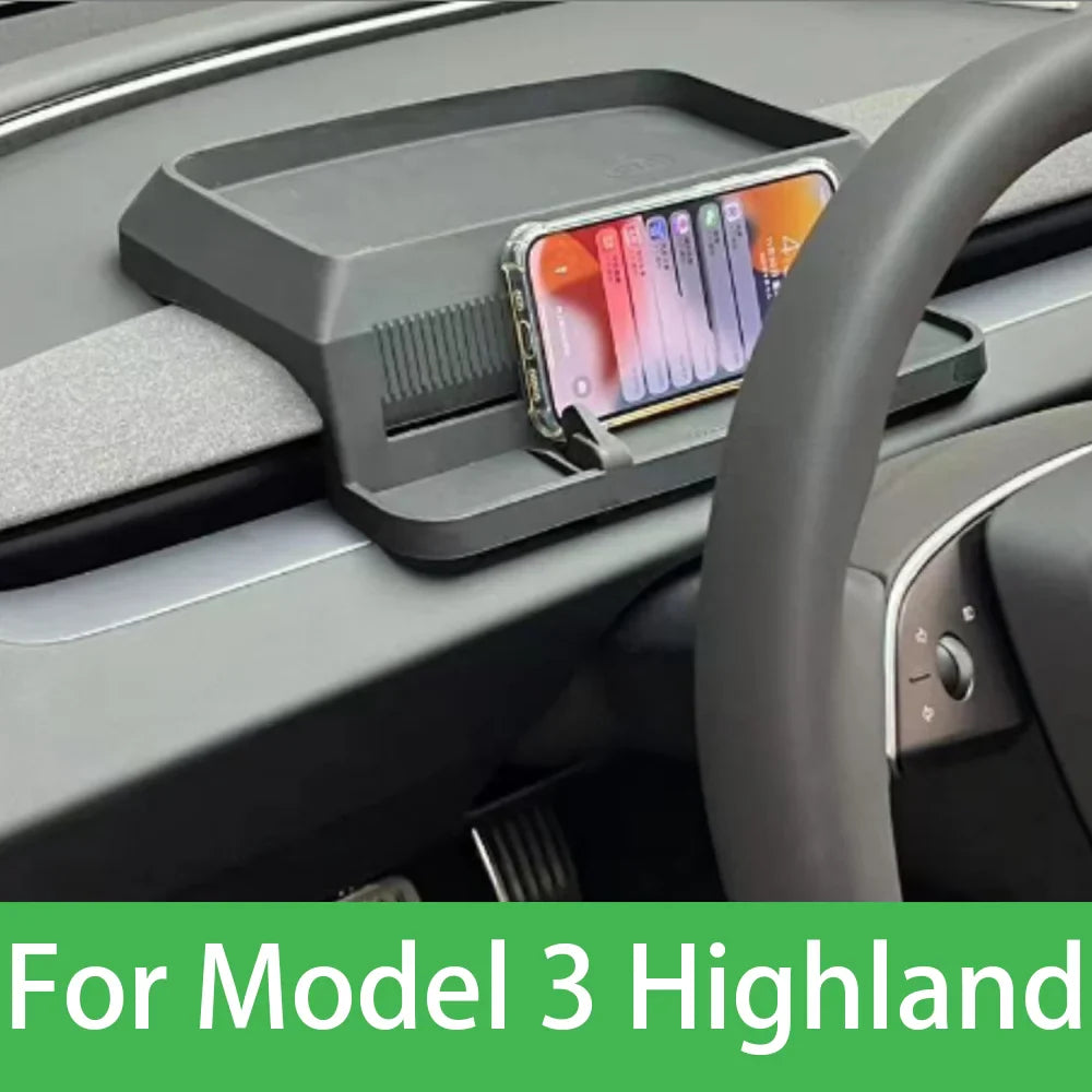 Herval Silicone Air Vent Phone Holder & Storage Tray for Tesla Model Y/3 Highland – Car Tissue Box Organizer Accessory