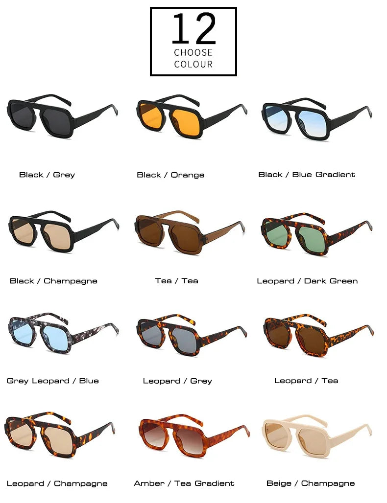 JNPCXI Retro Square Sunglasses – Fashion Gradient UV400 Shades for Men & Women, Punk Style
