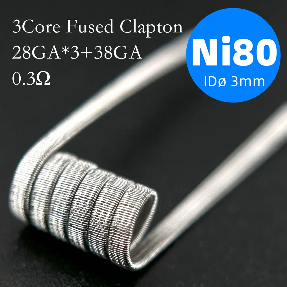 21-Pack PreMade 3mm Resistance Wire Coils — Jaw Clips, Springs, A1/SS316L/Ni80 for Vaping Builds