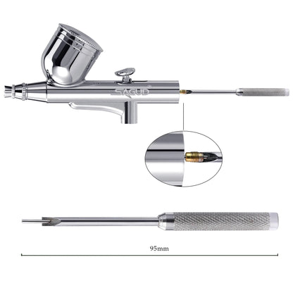 Airbrush Cleaning Kit : Clean Pot Jar with Holder, Brushes/Needles, Double–Ended Brush, & Protection Covers