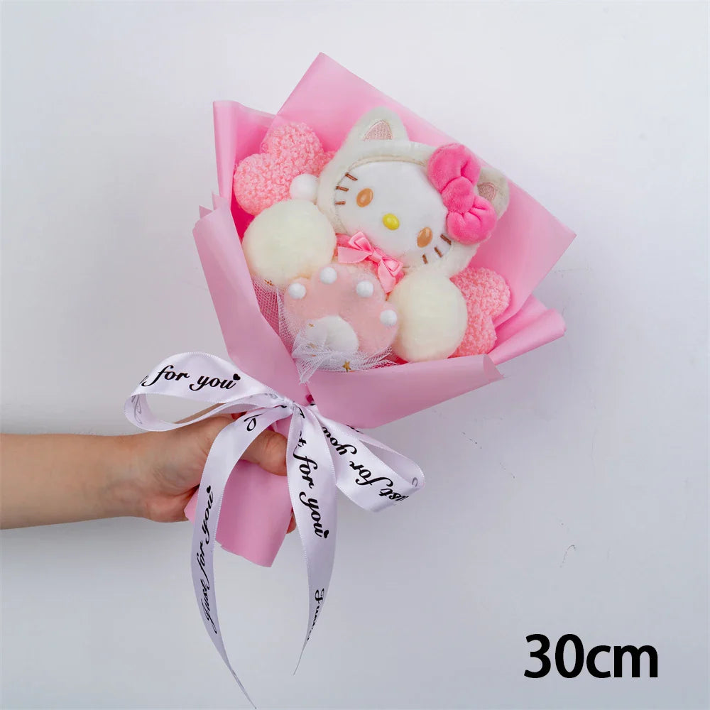 Hello Kitty Plush Bouquet — Anime Rose Soap Flowers for Wedding & Home Decor