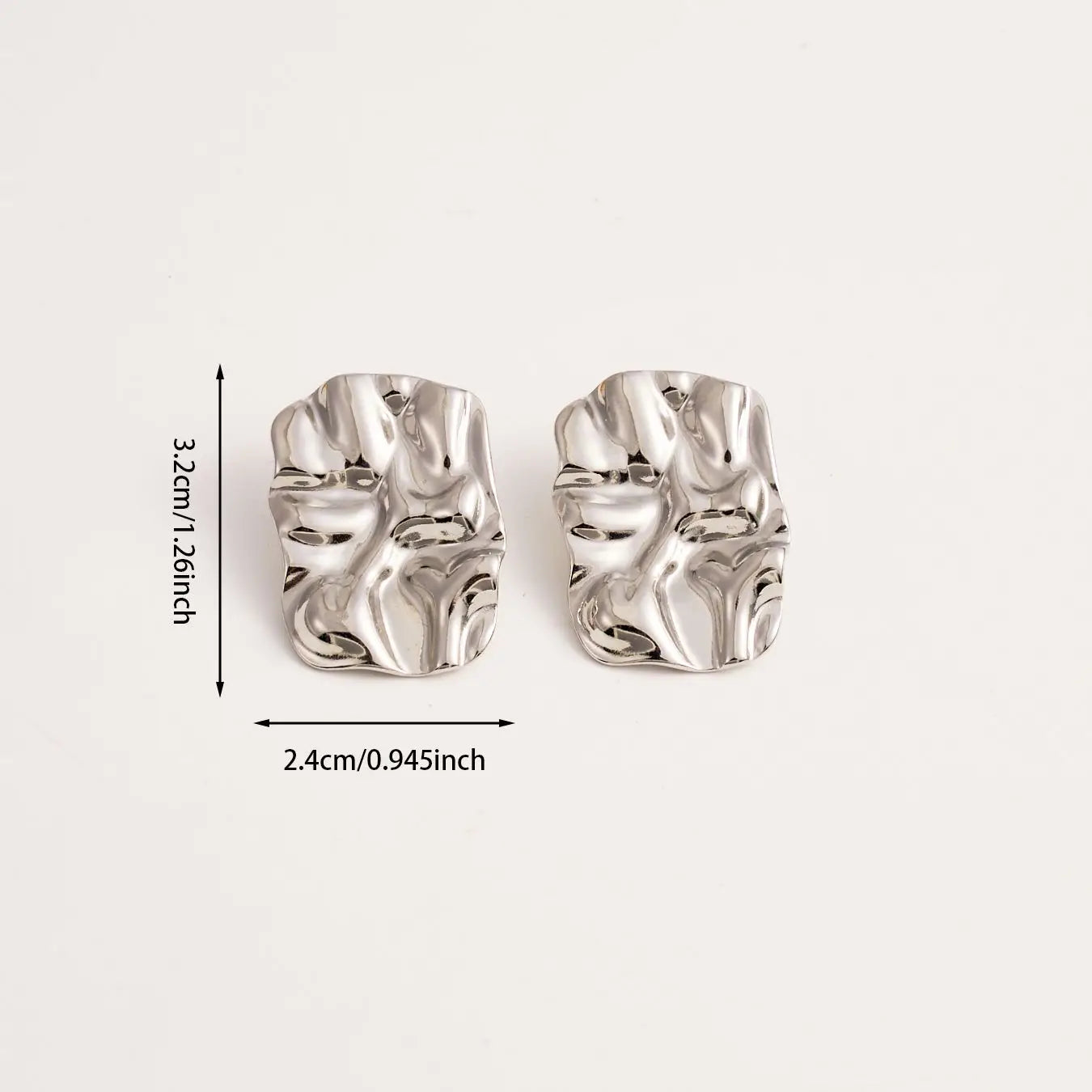 CARLIDANA 18K Gold Plated Titanium Steel Square Earrings – Waterproof Wrinkle-Shaped Jewelry