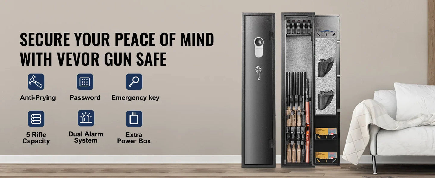SucceBuy 3-8 Gun Safe – Digital Keypad Lock Cabinet with Removable Shelf for Rifles & Pistols
