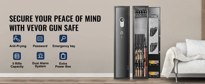 SucceBuy 3-8 Gun Safe – Digital Keypad Lock Cabinet with Removable Shelf for Rifles & Pistols