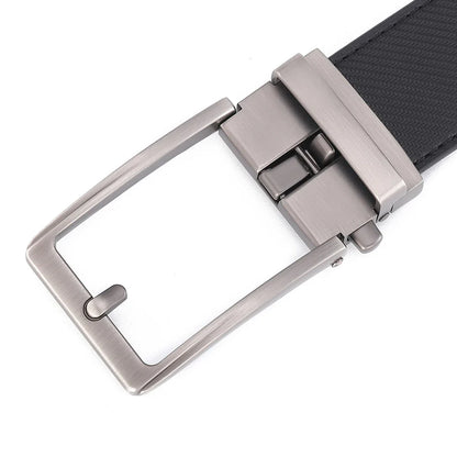 Men’s Luxury Leather Click Belt – Automatic Buckle Designer Waist Strap for Jeans (Blue, 3.5cm)