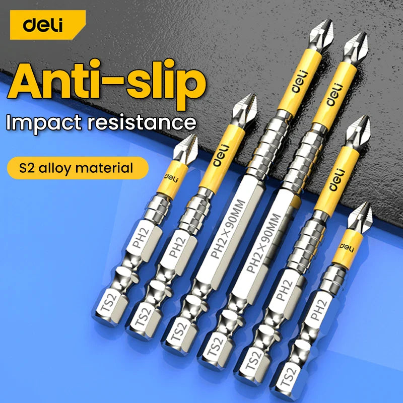 5PCS High Hardness Magnetic Phillips Drill Bit Set, Non-Slip Cross Head Screwdriver Bits 25–150mm for Electric Drill & Hand Tools