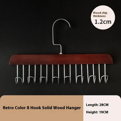 Solid Wood Clothes Drying Rack – 8-Hook Multi-Purpose Hanger for Clothes & Pants, Portable Home Organizer