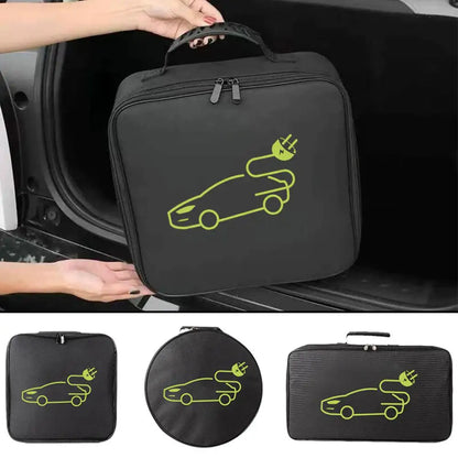 Electric Car Battery Jumper Cable Storage Bag – Waterproof EV Charger Gun Organizer for Charging Cables & Cords