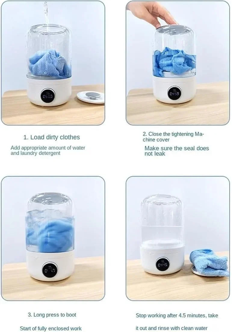 Wireless Portable Washing Machine – 1L Mini Underwear & Socks Cleaner with Dehydration Function